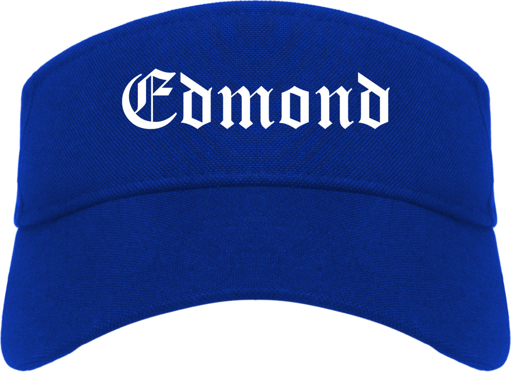 Edmond Oklahoma OK Old English Mens Visor Cap Hat Royal Blue