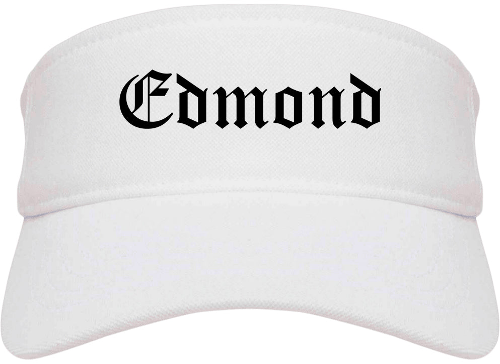Edmond Oklahoma OK Old English Mens Visor Cap Hat White