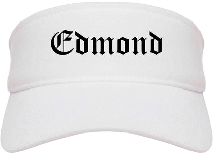 Edmond Oklahoma OK Old English Mens Visor Cap Hat White