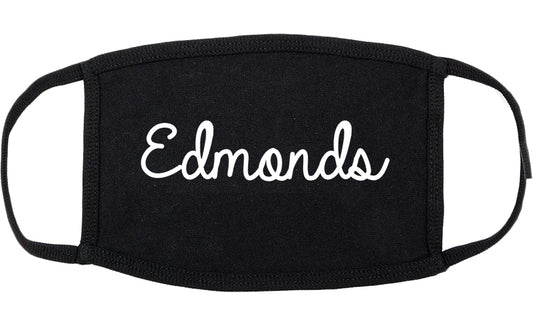 Edmonds Washington WA Script Cotton Face Mask Black