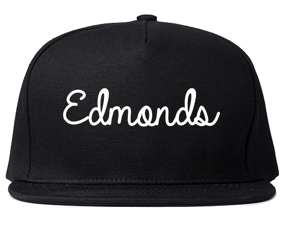 Edmonds Washington WA Script Mens Snapback Hat Black
