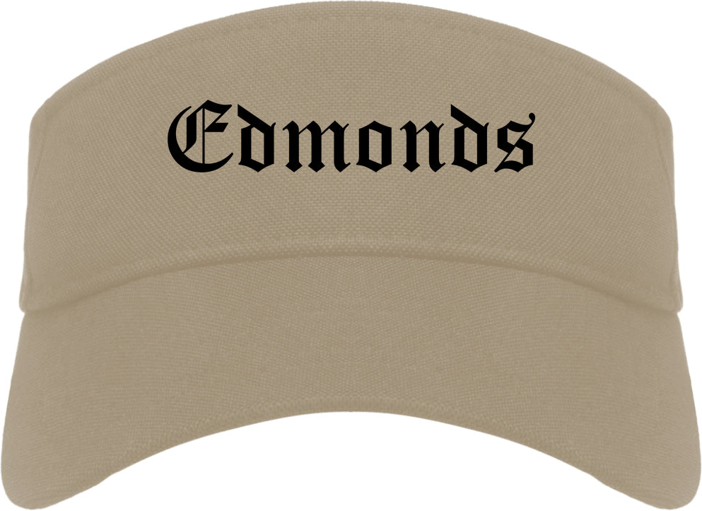 Edmonds Washington WA Old English Mens Visor Cap Hat Khaki