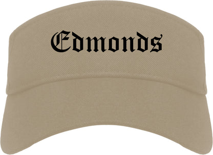 Edmonds Washington WA Old English Mens Visor Cap Hat Khaki