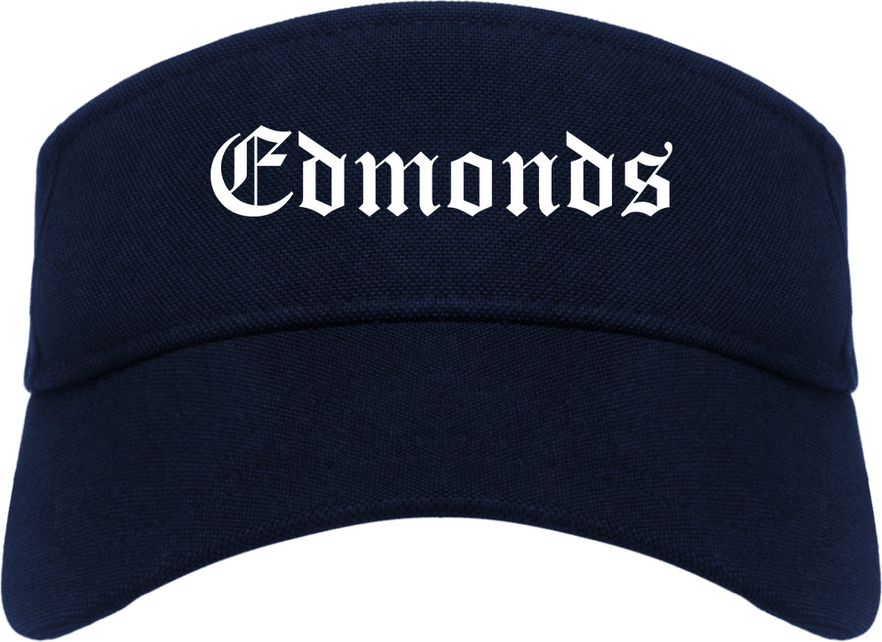 Edmonds Washington WA Old English Mens Visor Cap Hat Navy Blue
