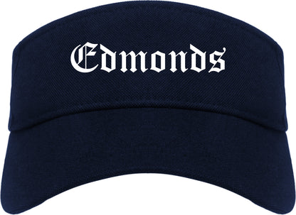 Edmonds Washington WA Old English Mens Visor Cap Hat Navy Blue