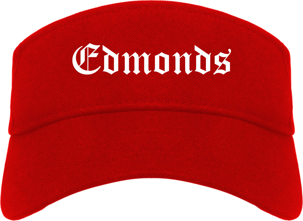 Edmonds Washington WA Old English Mens Visor Cap Hat Red