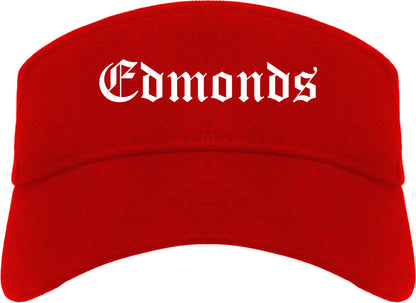 Edmonds Washington WA Old English Mens Visor Cap Hat Red