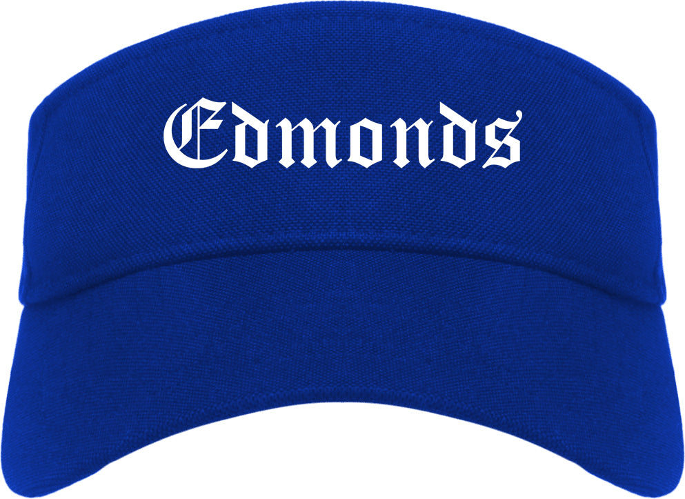 Edmonds Washington WA Old English Mens Visor Cap Hat Royal Blue