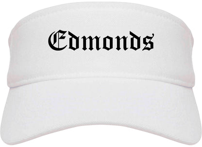 Edmonds Washington WA Old English Mens Visor Cap Hat White