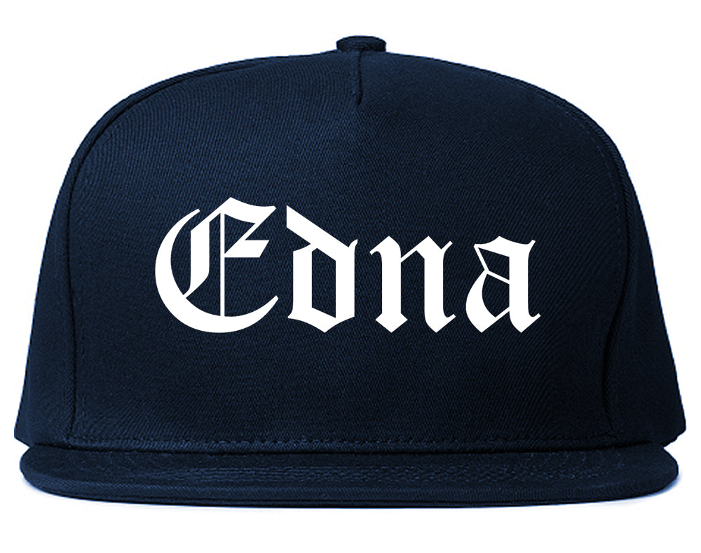 Edna Texas TX Old English Mens Snapback Hat Navy Blue