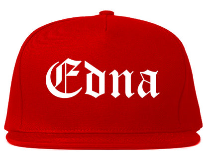 Edna Texas TX Old English Mens Snapback Hat Red