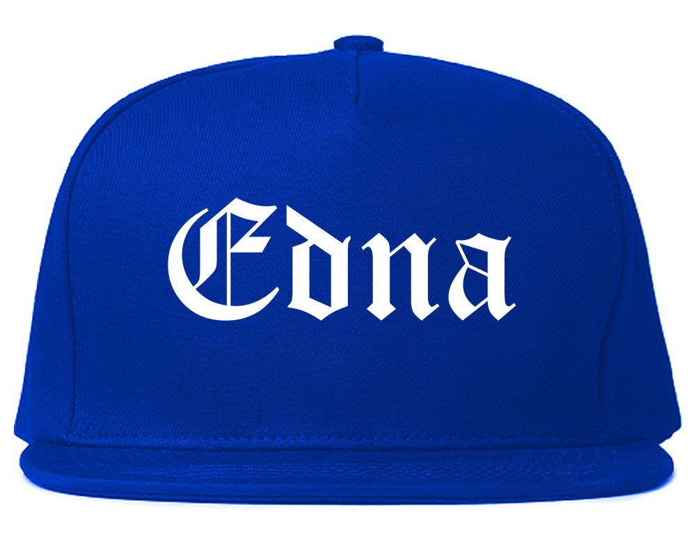 Edna Texas TX Old English Mens Snapback Hat Royal Blue