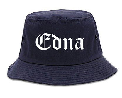Edna Texas TX Old English Mens Bucket Hat Navy Blue