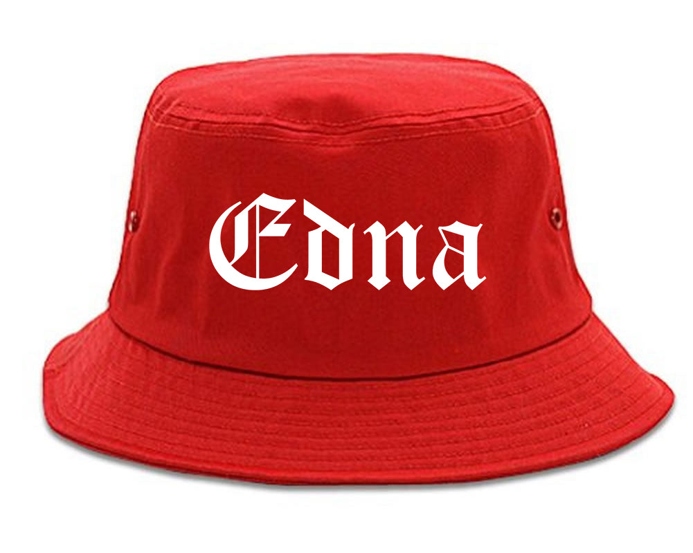 Edna Texas TX Old English Mens Bucket Hat Red