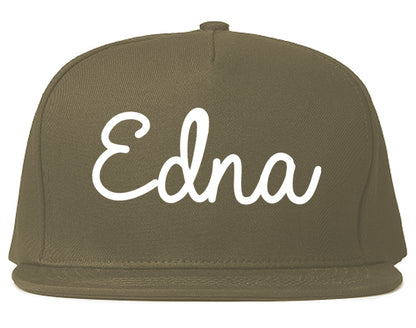 Edna Texas TX Script Mens Snapback Hat Grey