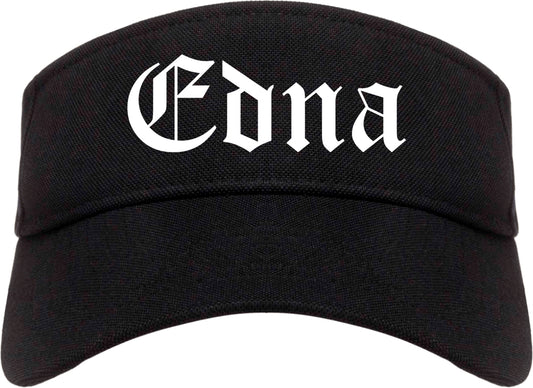 Edna Texas TX Old English Mens Visor Cap Hat Black