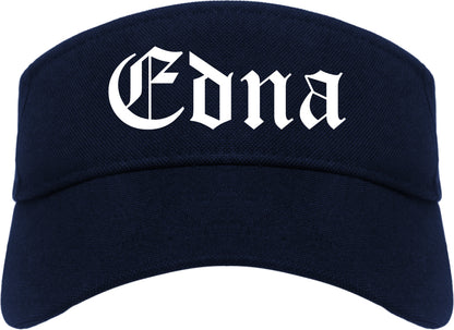Edna Texas TX Old English Mens Visor Cap Hat Navy Blue