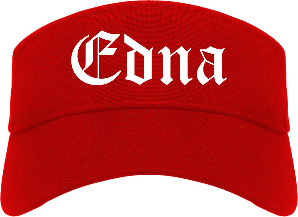 Edna Texas TX Old English Mens Visor Cap Hat Red
