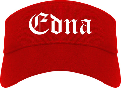 Edna Texas TX Old English Mens Visor Cap Hat Red