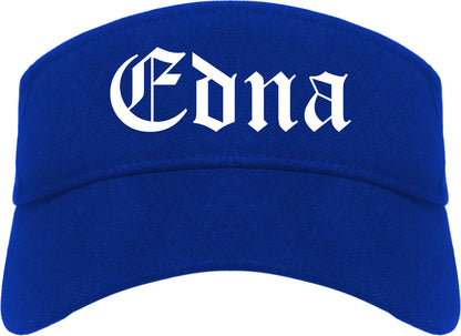 Edna Texas TX Old English Mens Visor Cap Hat Royal Blue
