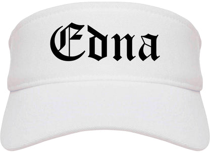Edna Texas TX Old English Mens Visor Cap Hat White