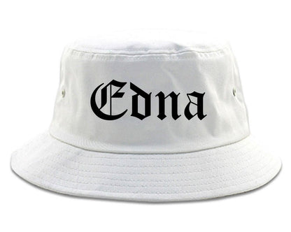 Edna Texas TX Old English Mens Bucket Hat White