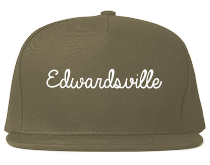 Edwardsville Illinois IL Script Mens Snapback Hat Grey