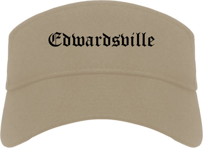 Edwardsville Illinois IL Old English Mens Visor Cap Hat Khaki
