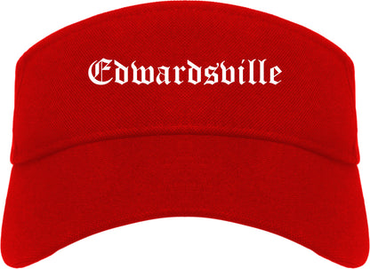 Edwardsville Illinois IL Old English Mens Visor Cap Hat Red