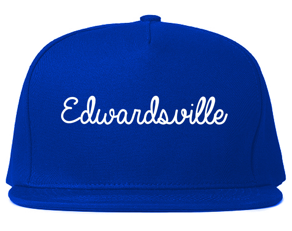 Edwardsville Kansas KS Script Mens Snapback Hat Royal Blue