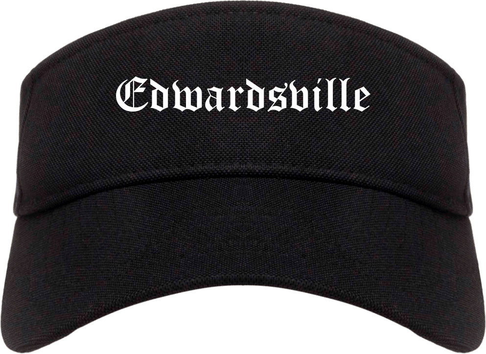 Edwardsville Kansas KS Old English Mens Visor Cap Hat Black