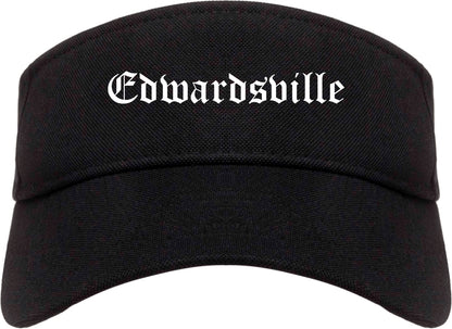 Edwardsville Kansas KS Old English Mens Visor Cap Hat Black