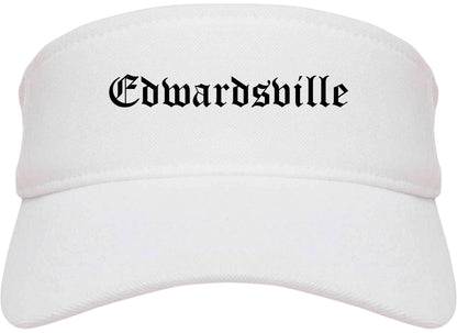 Edwardsville Kansas KS Old English Mens Visor Cap Hat White