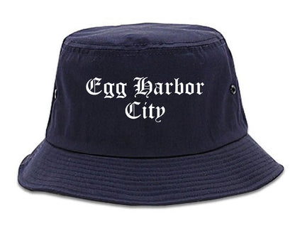 Egg Harbor City New Jersey NJ Old English Mens Bucket Hat Navy Blue