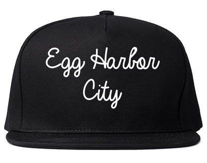 Egg Harbor City New Jersey NJ Script Mens Snapback Hat Black