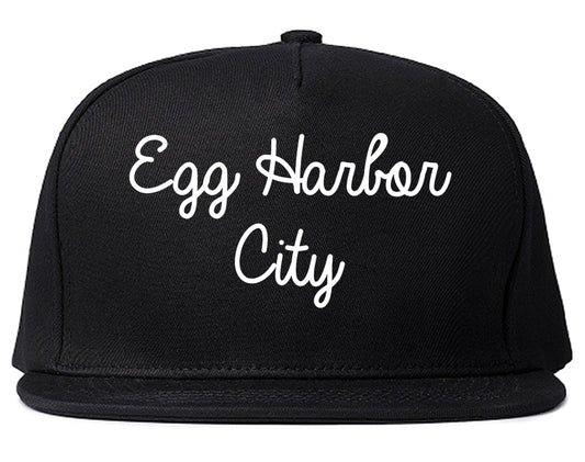 Egg Harbor City New Jersey NJ Script Mens Snapback Hat Black