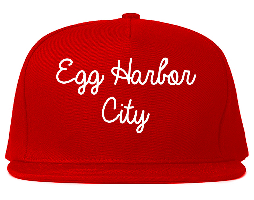Egg Harbor City New Jersey NJ Script Mens Snapback Hat Red