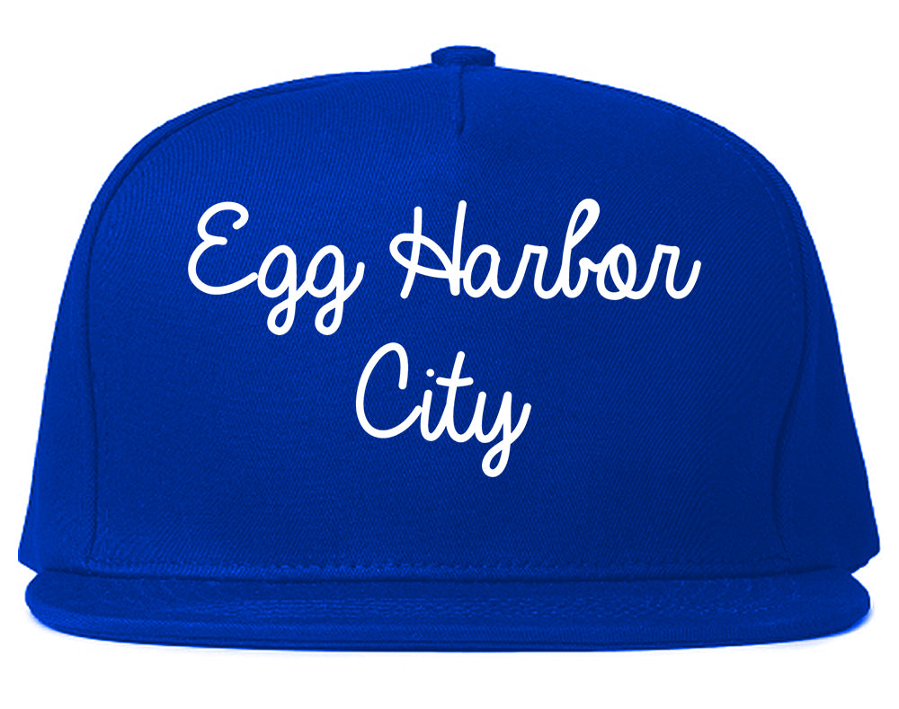 Egg Harbor City New Jersey NJ Script Mens Snapback Hat Royal Blue