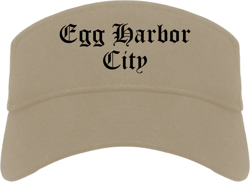 Egg Harbor City New Jersey NJ Old English Mens Visor Cap Hat Khaki