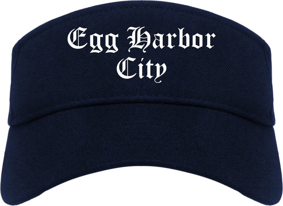 Egg Harbor City New Jersey NJ Old English Mens Visor Cap Hat Navy Blue