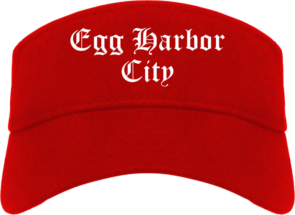 Egg Harbor City New Jersey NJ Old English Mens Visor Cap Hat Red