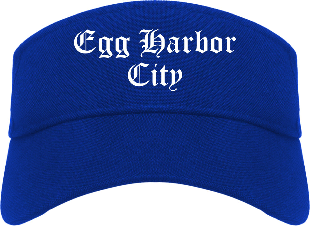 Egg Harbor City New Jersey NJ Old English Mens Visor Cap Hat Royal Blue