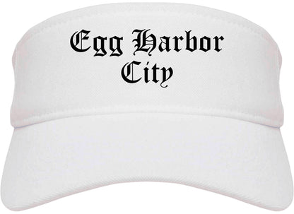 Egg Harbor City New Jersey NJ Old English Mens Visor Cap Hat White