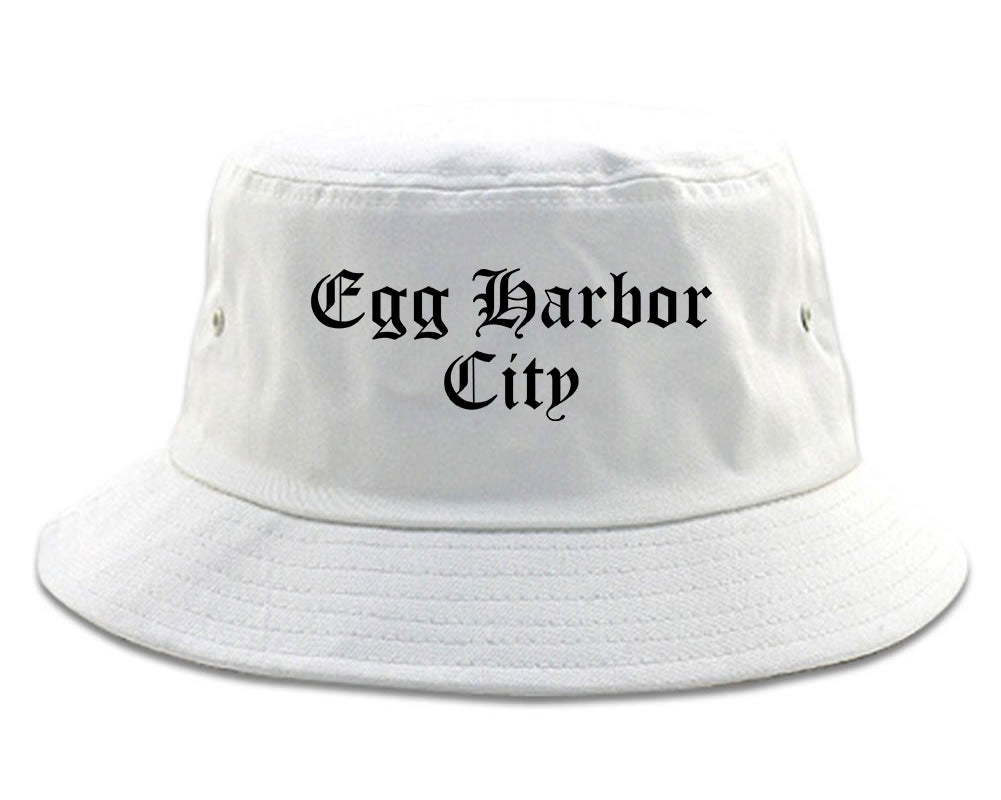 Egg Harbor City New Jersey NJ Old English Mens Bucket Hat White
