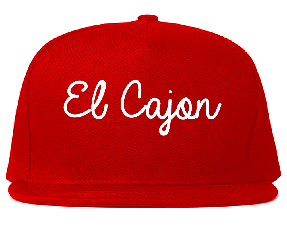 El Cajon California CA Script Mens Snapback Hat Red