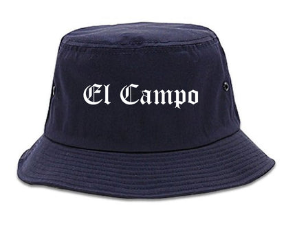 El Campo Texas TX Old English Mens Bucket Hat Navy Blue