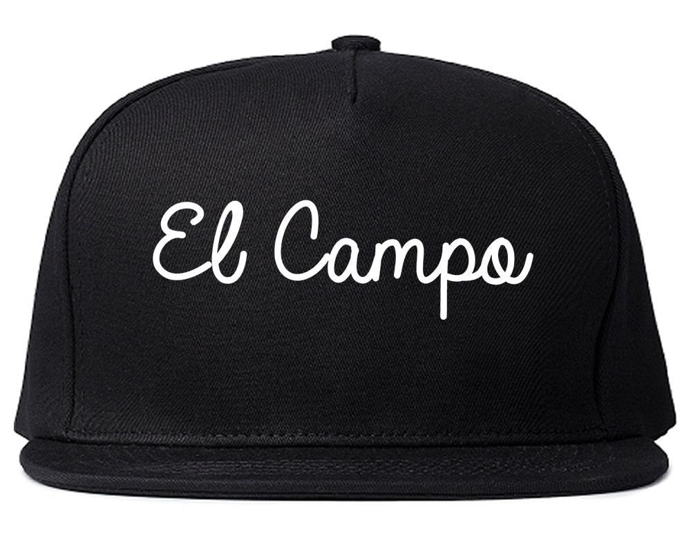 El Campo Texas TX Script Mens Snapback Hat Black