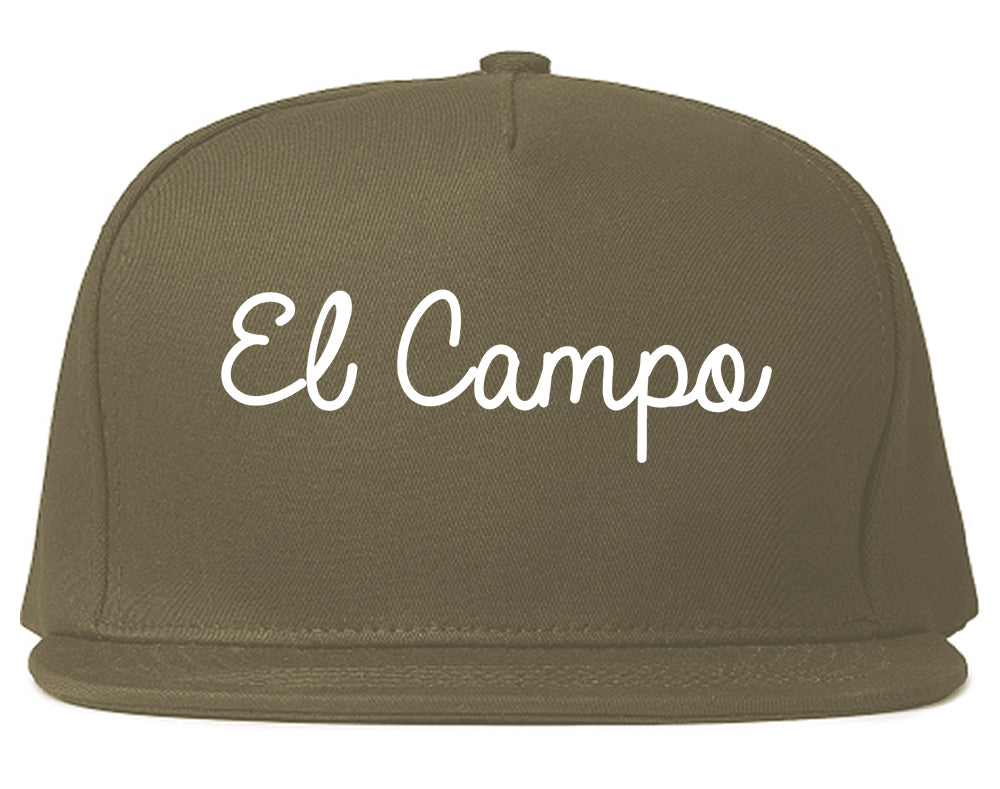 El Campo Texas TX Script Mens Snapback Hat Grey