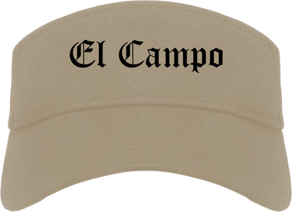 El Campo Texas TX Old English Mens Visor Cap Hat Khaki
