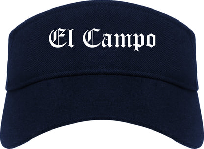 El Campo Texas TX Old English Mens Visor Cap Hat Navy Blue
